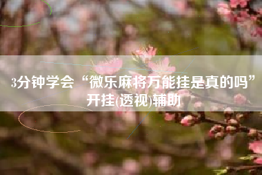 3分钟学会“微乐麻将万能挂是真的吗	”开挂(透视)辅助