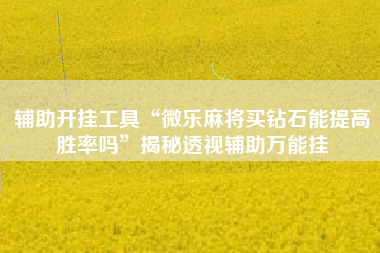 辅助开挂工具“微乐麻将买钻石能提高胜率吗”揭秘透视辅助万能挂