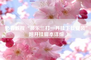 必看教程“微乐三打一开挂下载安装”附开挂脚本详细